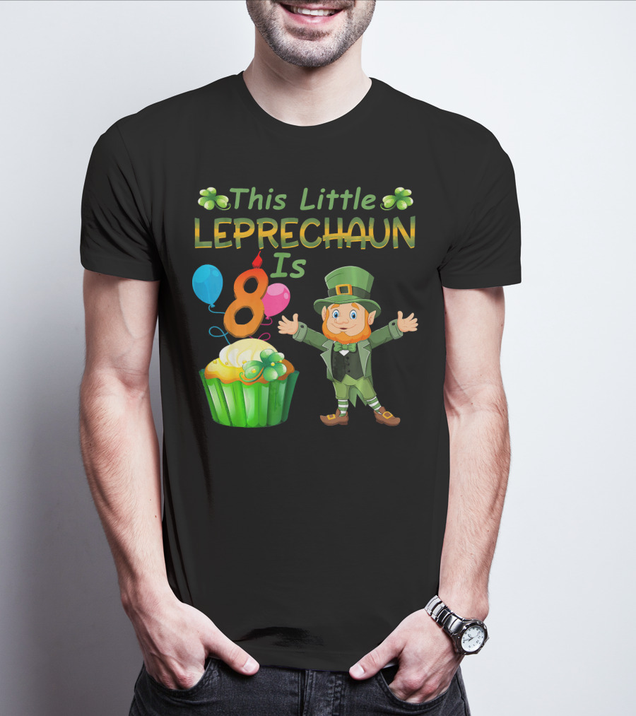 This Little Leprechaun Is 8 Birthday Cupcake Balloons T-Shirt