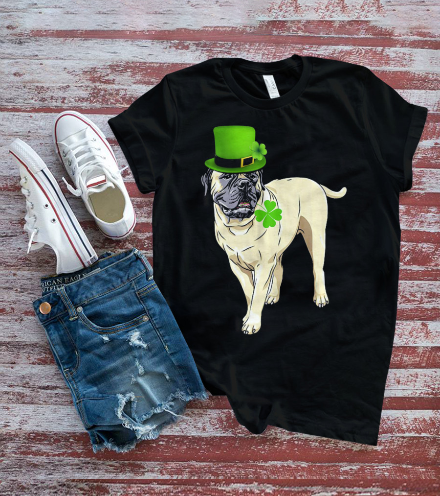St Patricks Day BullMastiff Dog Irish Shamrock Hat T-Shirt