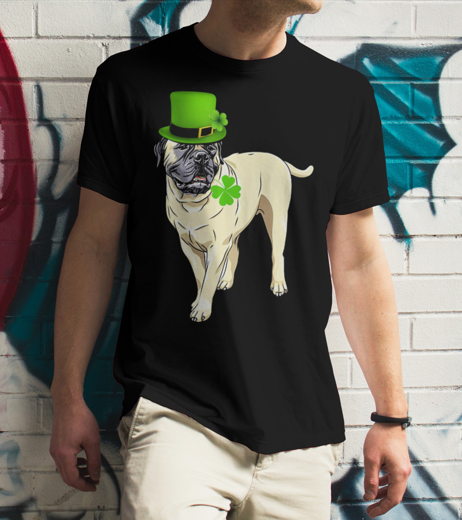 St Patricks Day BullMastiff Dog Irish Shamrock Hat T-Shirt
