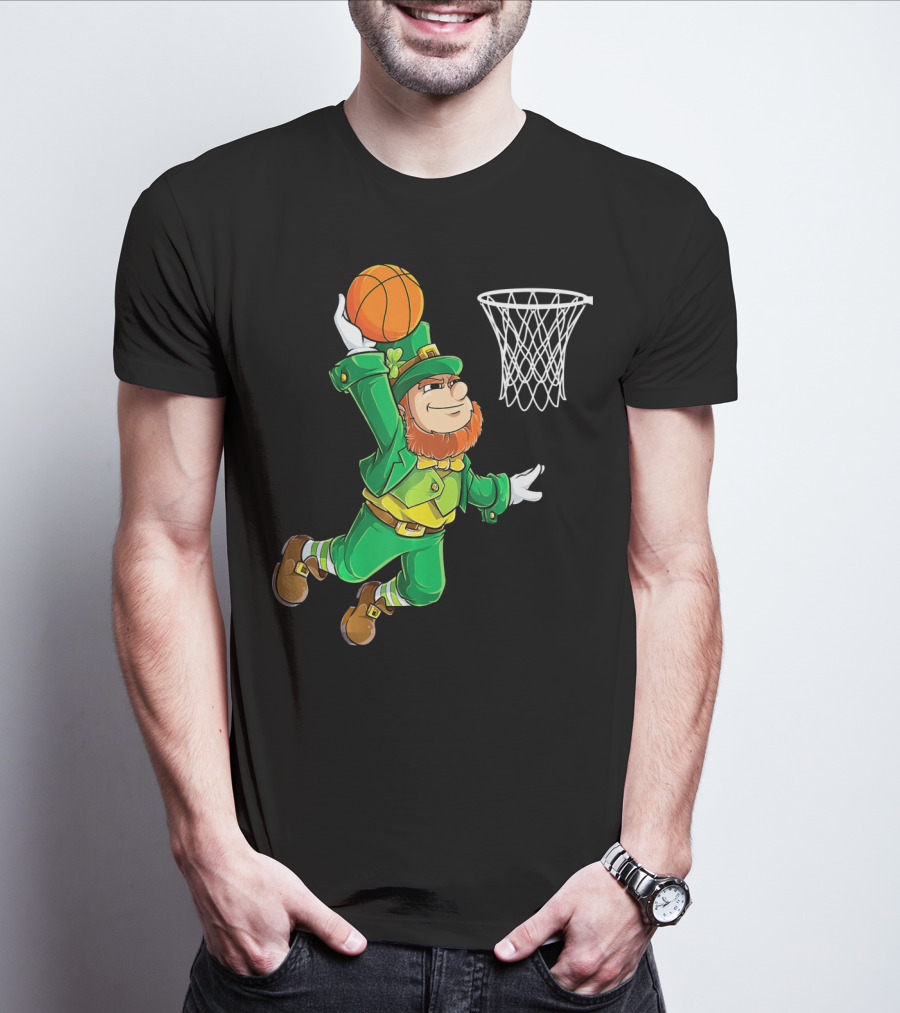 Leprechaun Basketball Dunk St Patrick's Day T-Shirt