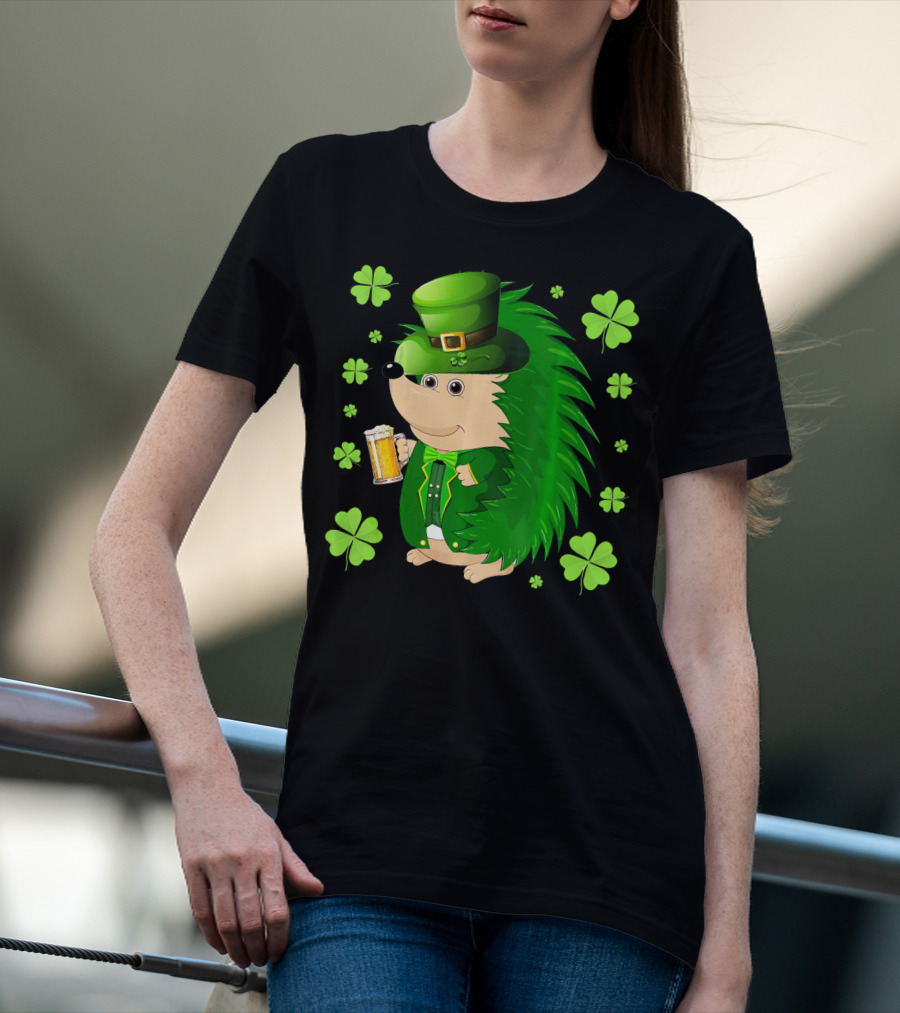 Funny Hedgichaun Leprechaun Clover Beer St. Patrick's Day T-Shirt