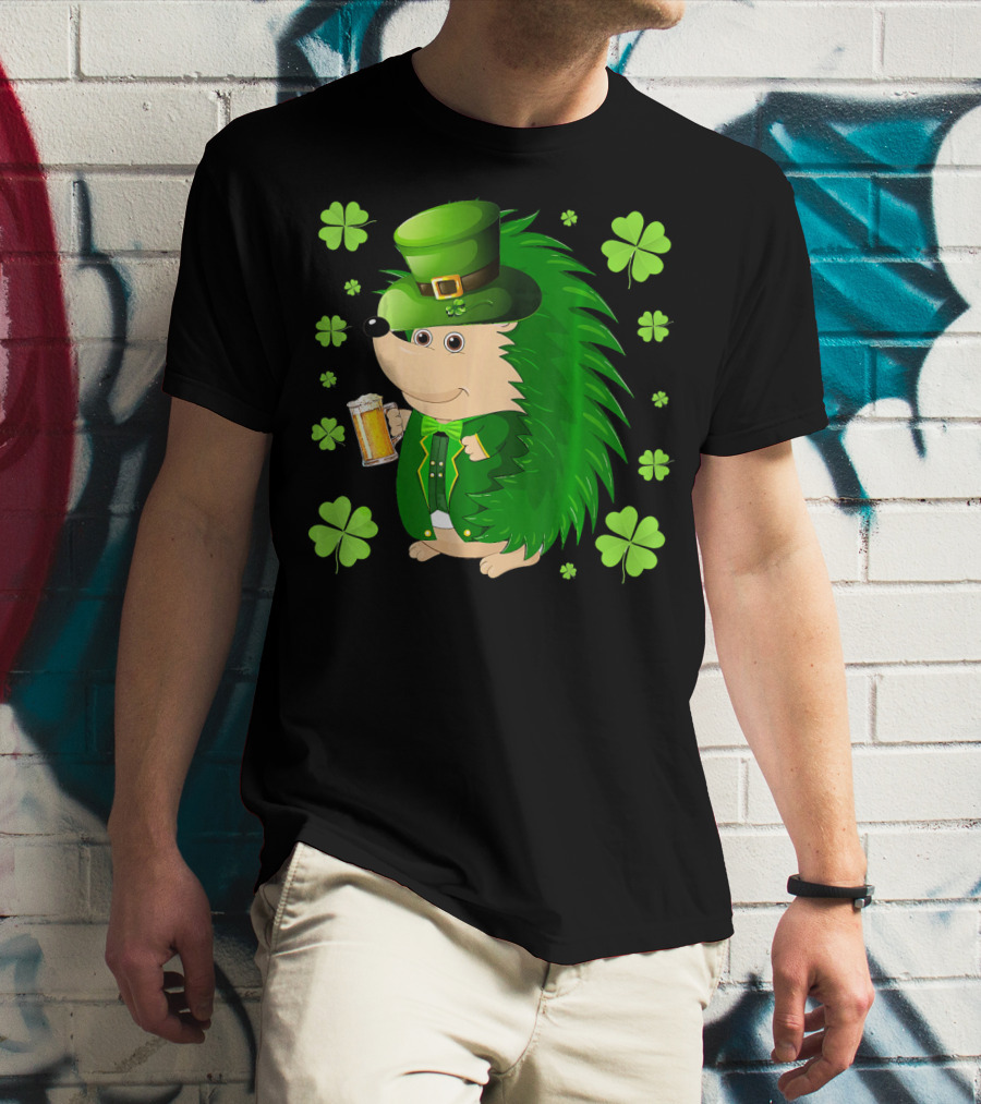 Funny Hedgichaun Leprechaun Clover Beer St. Patrick's Day T-Shirt