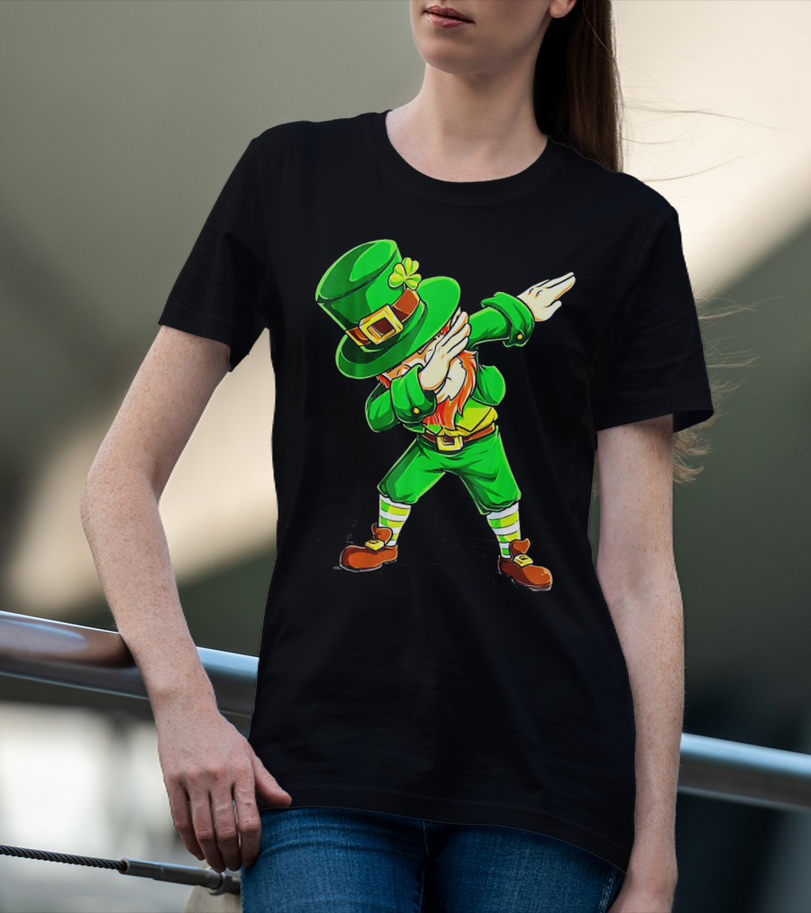 Leprechaun Dabbing Dance Pose In Green Costume T-Shirt