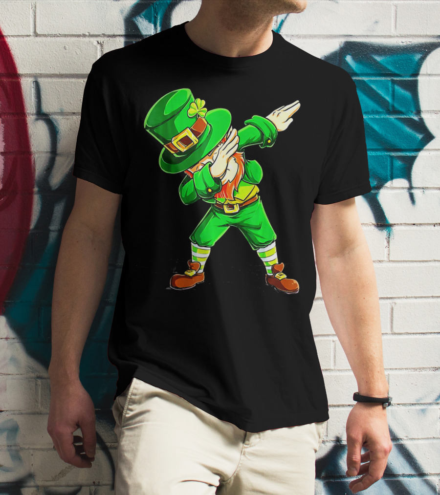 Leprechaun Dabbing Dance Pose In Green Costume T-Shirt