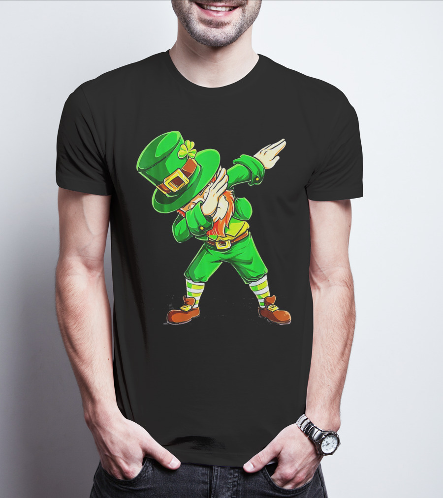 Leprechaun Dabbing Dance Pose In Green Costume T-Shirt