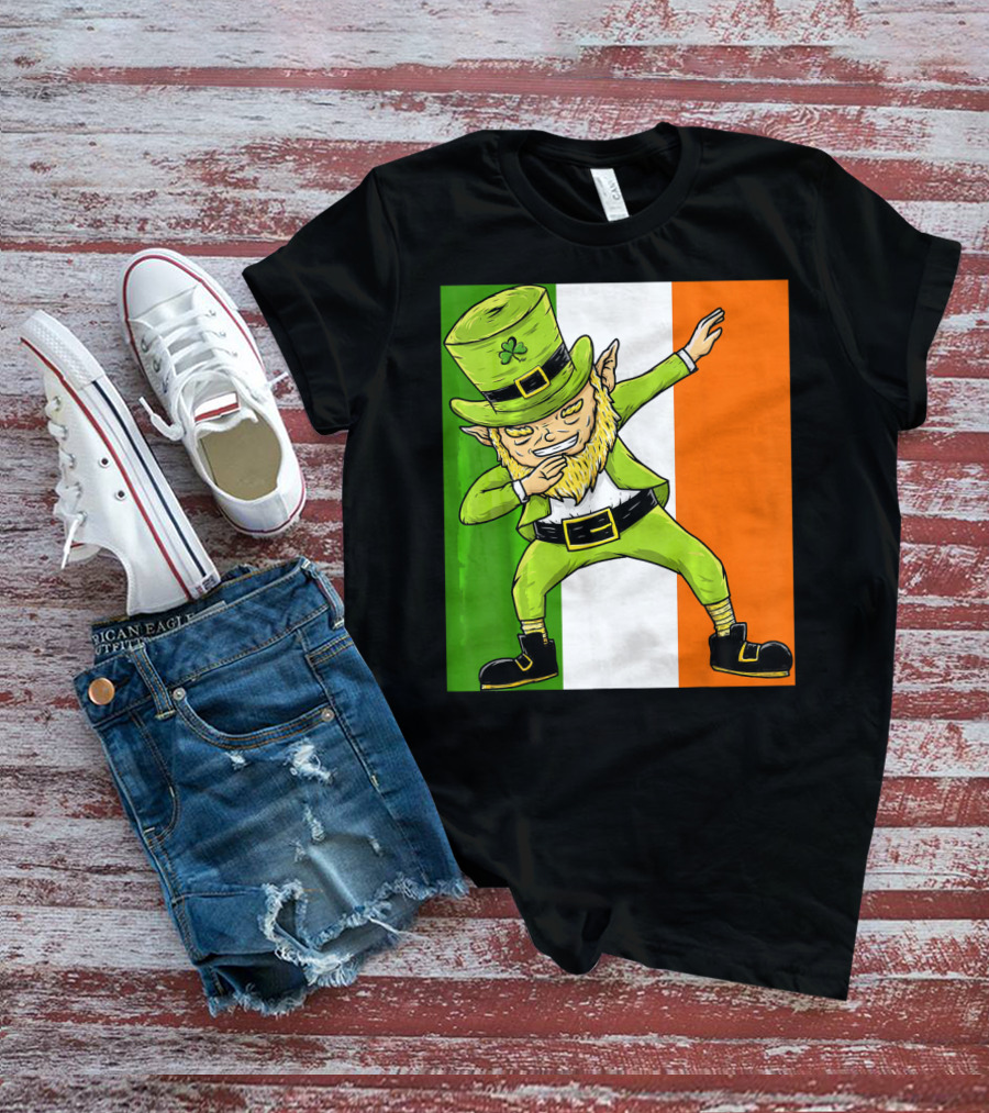 Irish Flag Dabbing Leprechaun St Patrick's Day T-Shirt
