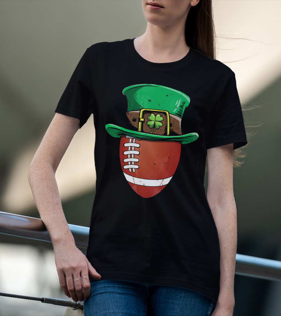 Leprechaun Hat Shamrock American Football Ball T-Shirt