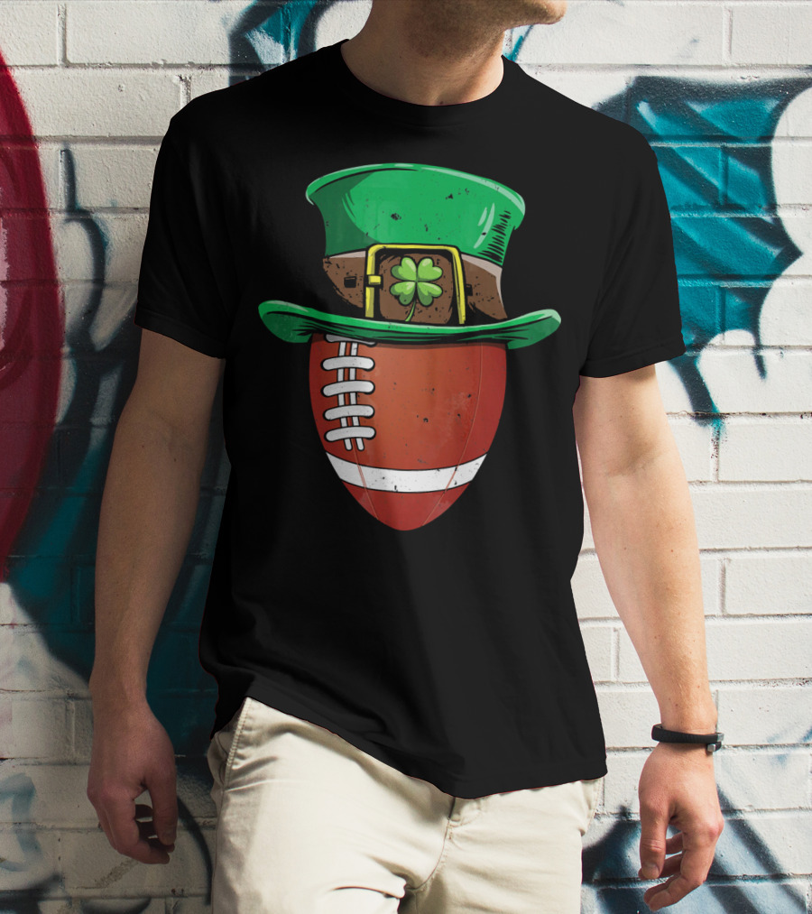 Leprechaun Hat Shamrock American Football Ball T-Shirt