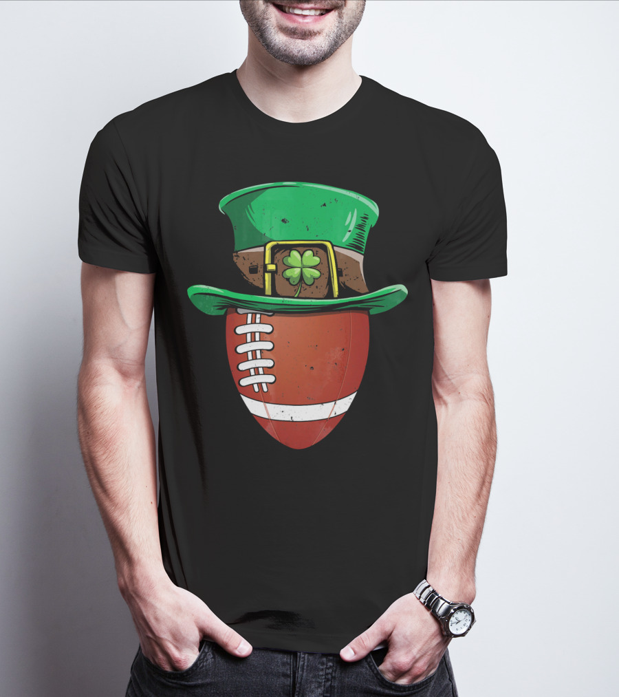 Leprechaun Hat Shamrock American Football Ball T-Shirt