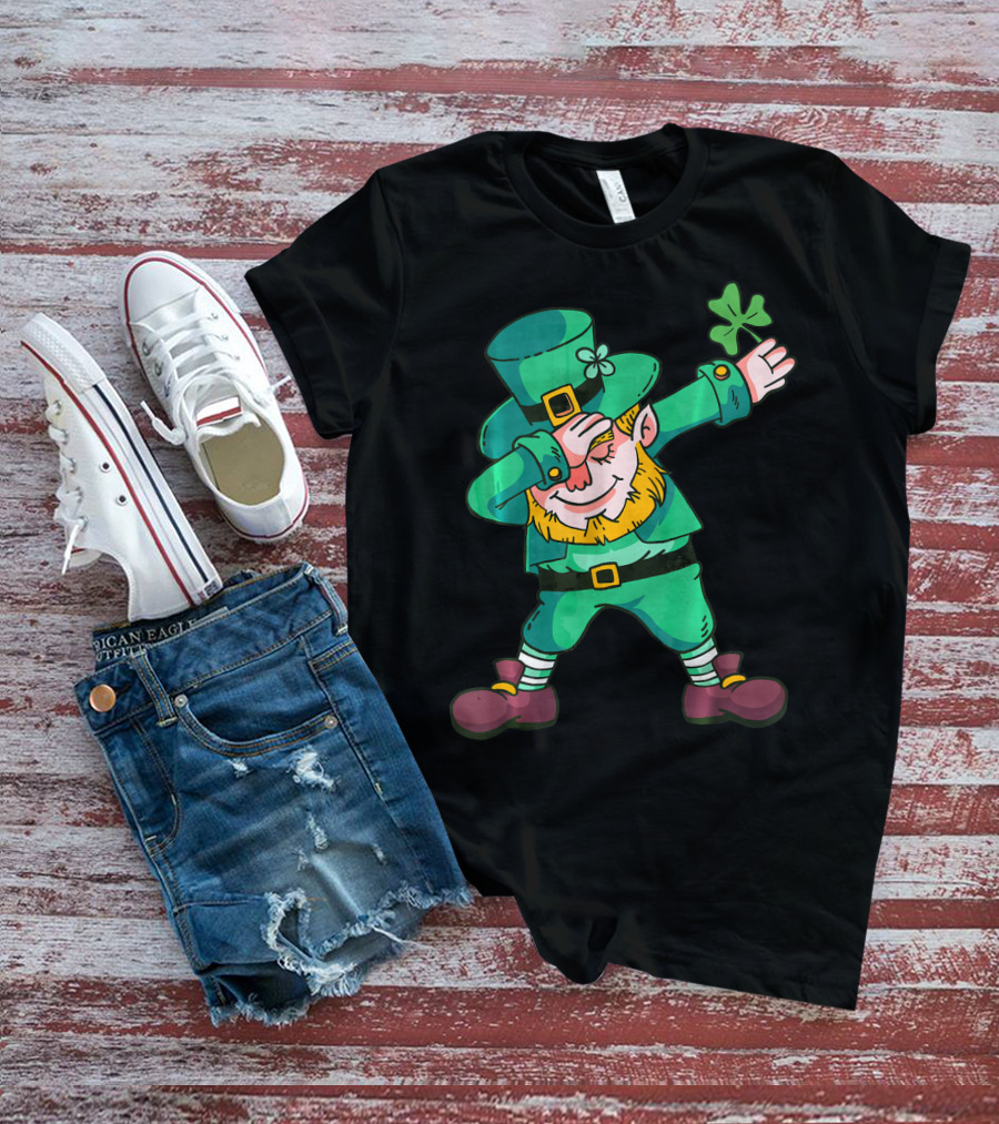 Dabbing Leprechaun Irish Shamrock T-Shirt