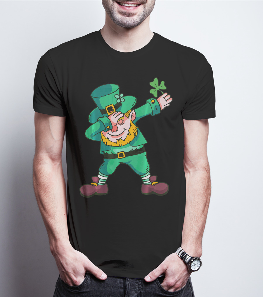 Dabbing Leprechaun Irish Shamrock T-Shirt