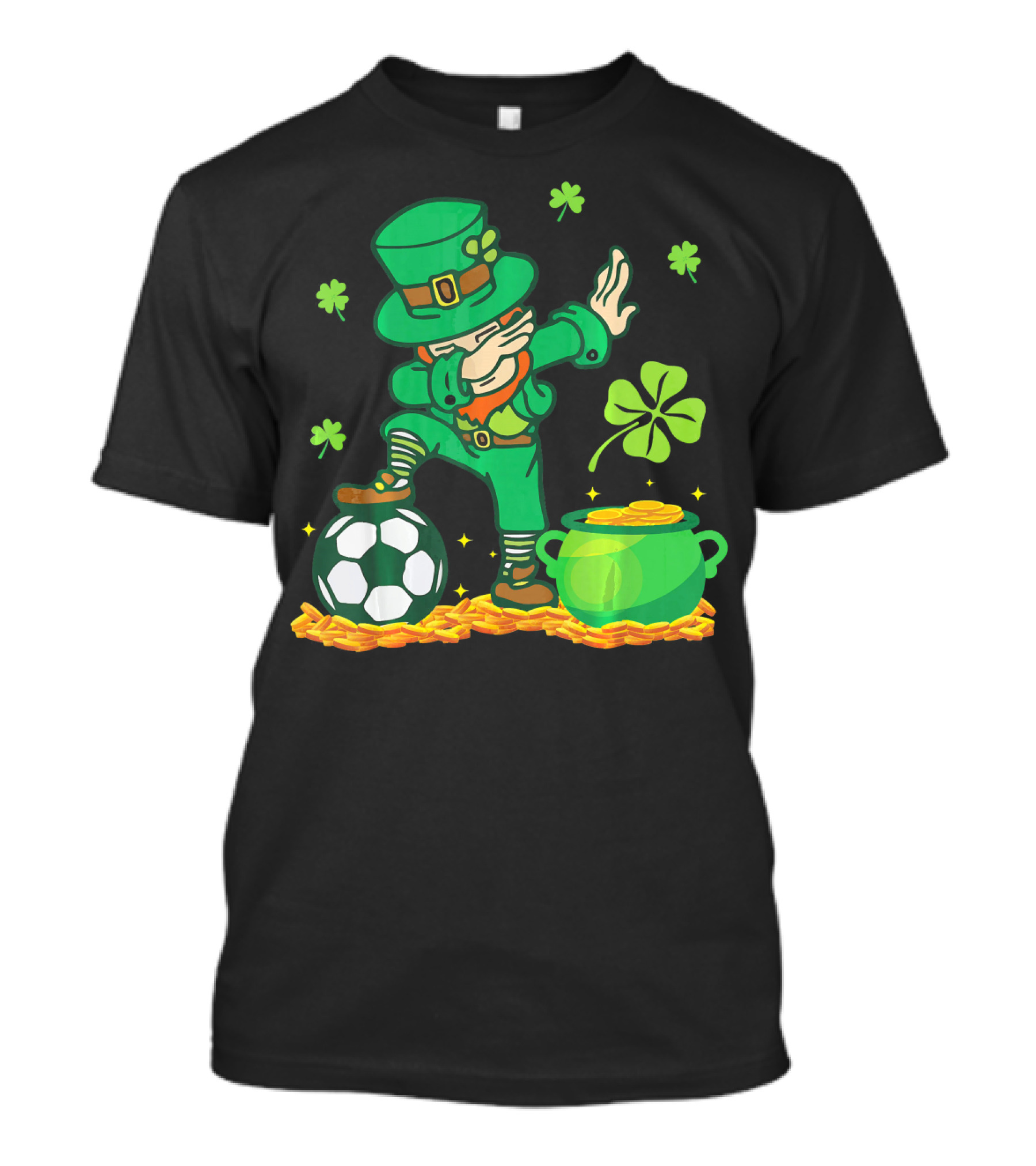 Leprechaun Dabbing With Soccer Ball And Pot Of Gold T-Shirt