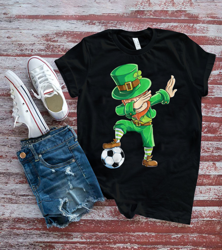 Dabbing Leprechaun Soccer Ball St Patricks Day T-Shirt