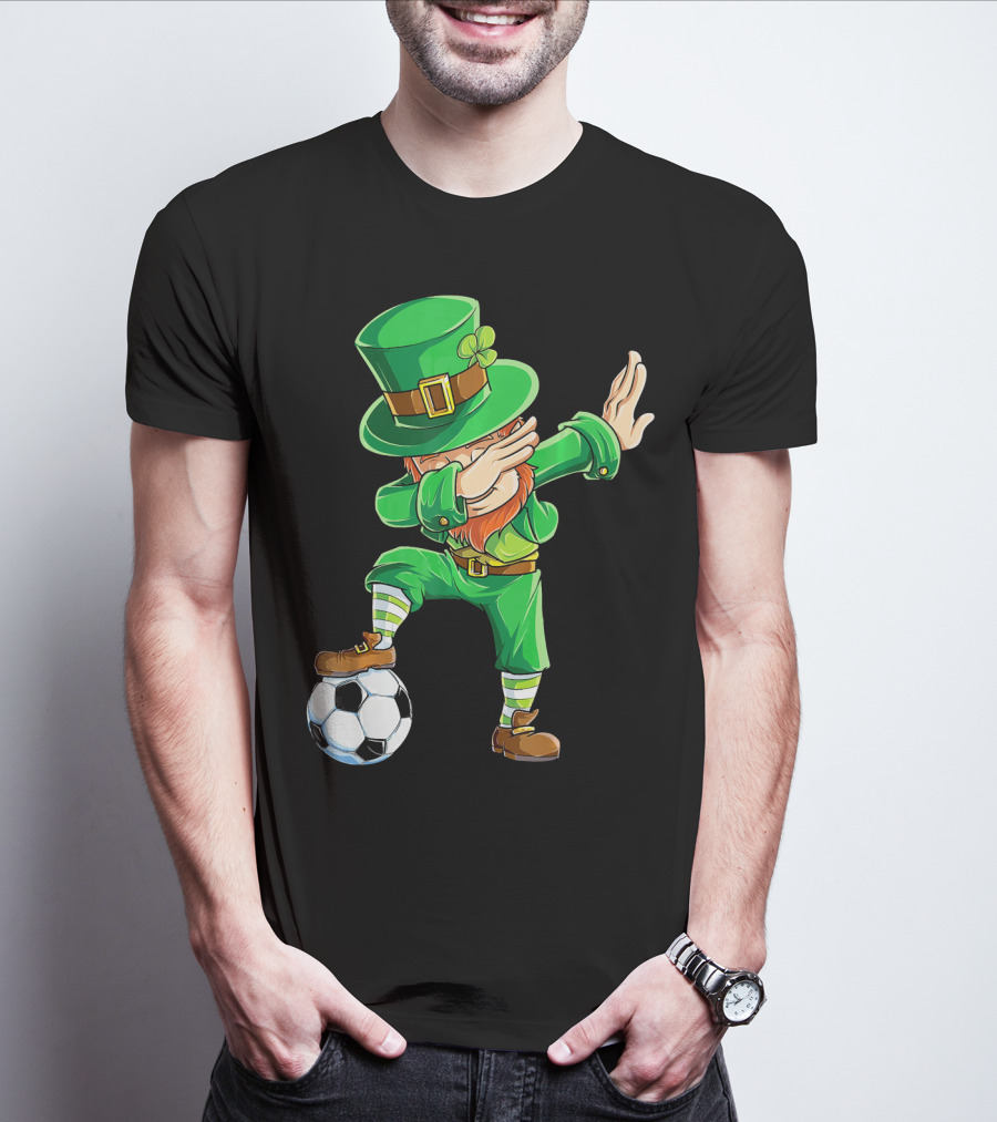 Dabbing Leprechaun Soccer Ball St Patricks Day T-Shirt