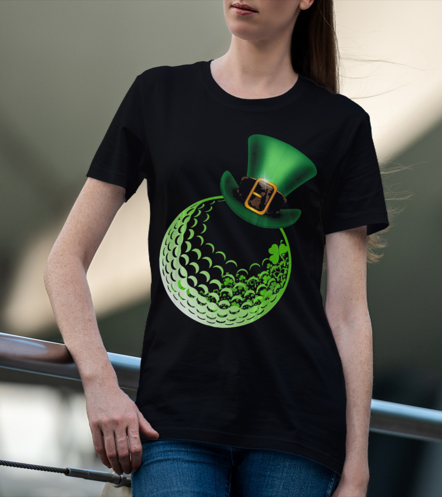 Shamrock Golf Ball With Leprechaun Hat St Patrick's Day Fun T-Shirt