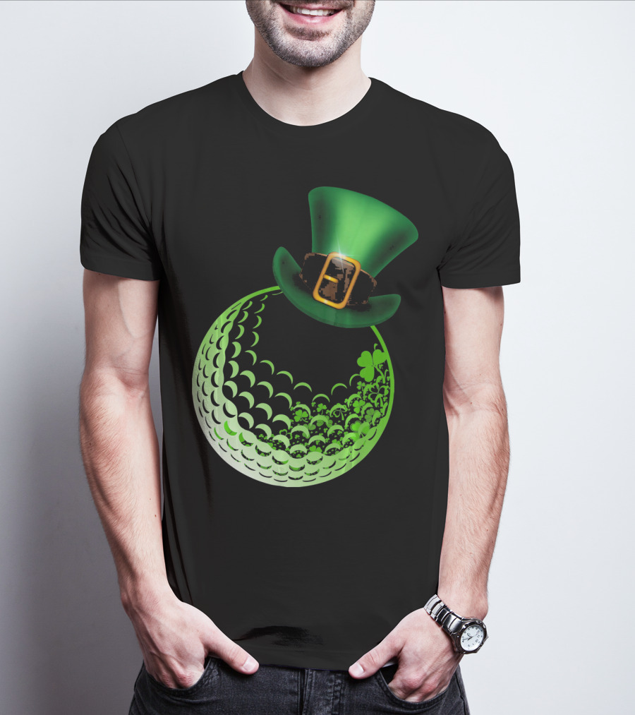 Shamrock Golf Ball With Leprechaun Hat St Patrick's Day Fun T-Shirt