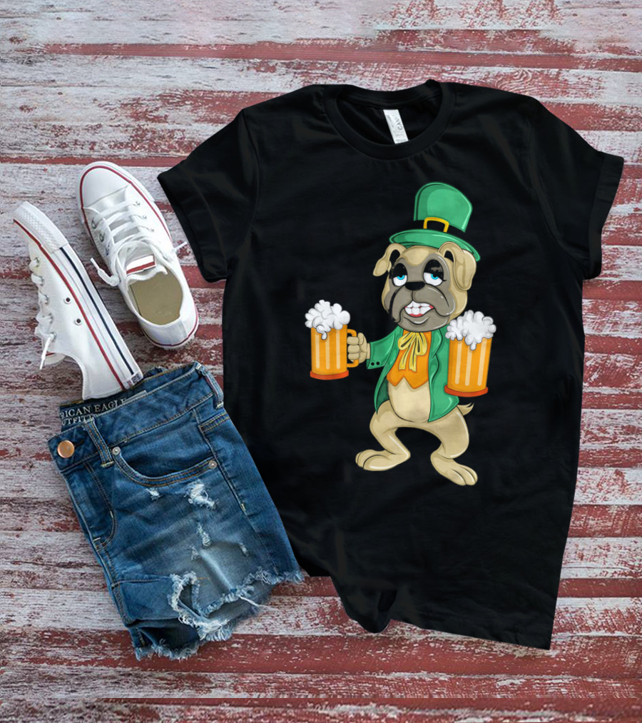 Irish Leprechaun Pug With Beers For St. Patrick's T-Shirt