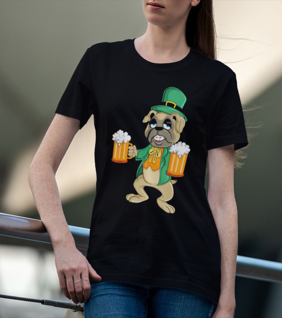 Irish Leprechaun Pug With Beers For St. Patrick's T-Shirt