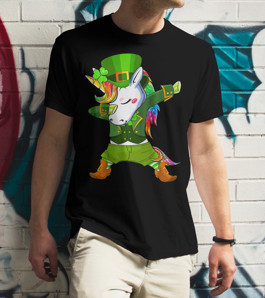 Leprechaun Costume Funny Dabbing Unicorn St. Patrick's Day Rainbow Magic T-Shirt