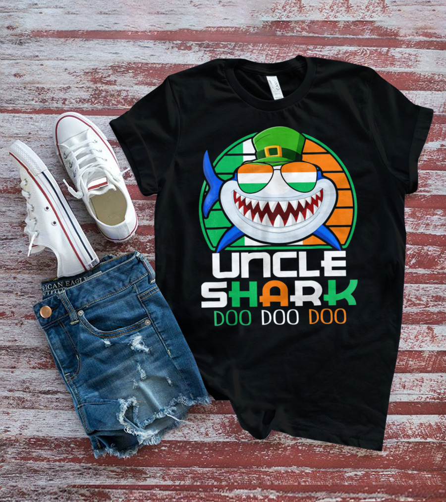 Uncle Shark Doo Doo Doo Funny St. Patrick's Day Irish Hat And Colors T-Shirt