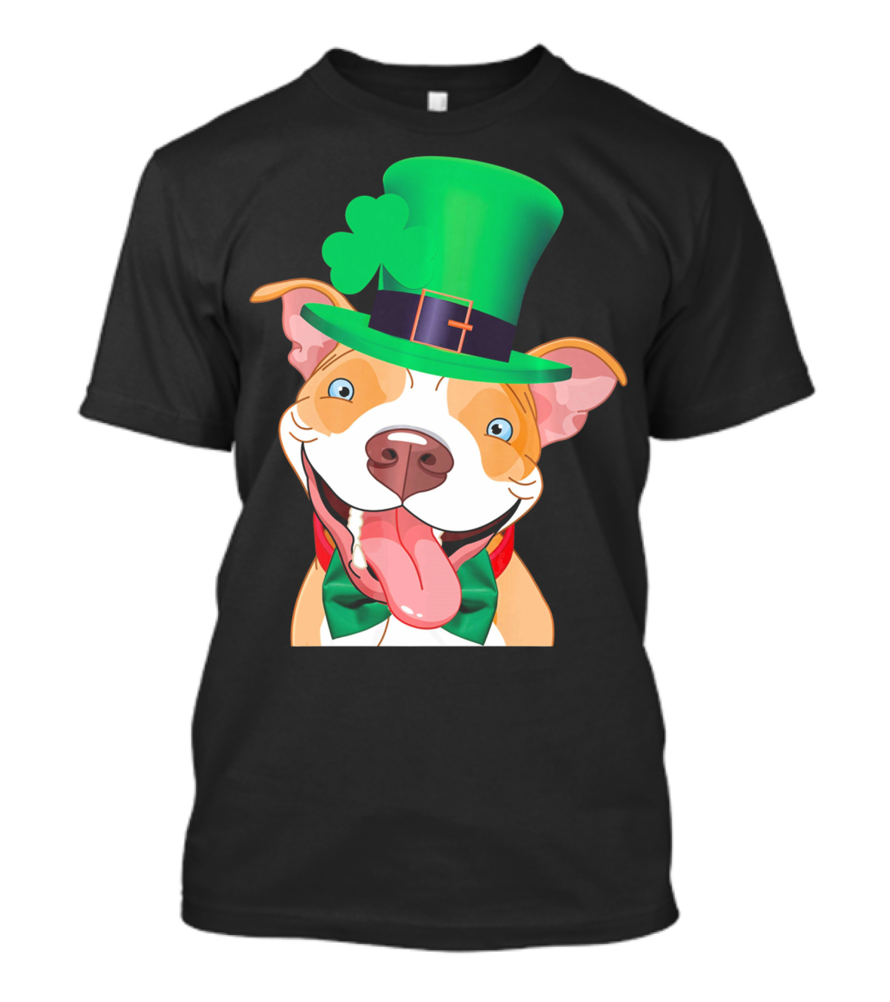 Irish Pitbull St Patricks Day Funny Leprechaun Hat Shamrock T-Shirt