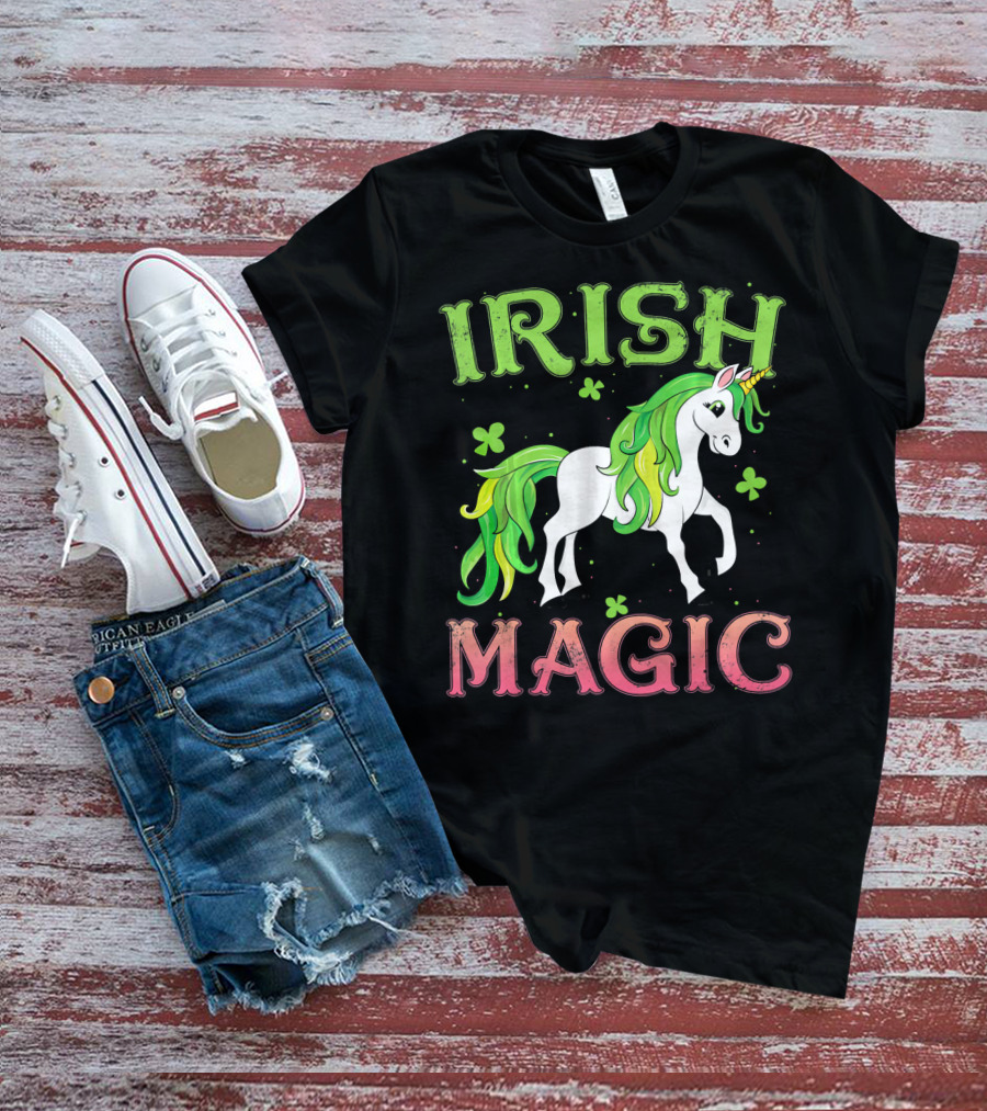 Irish Magic Unicorn Clover T-Shirt