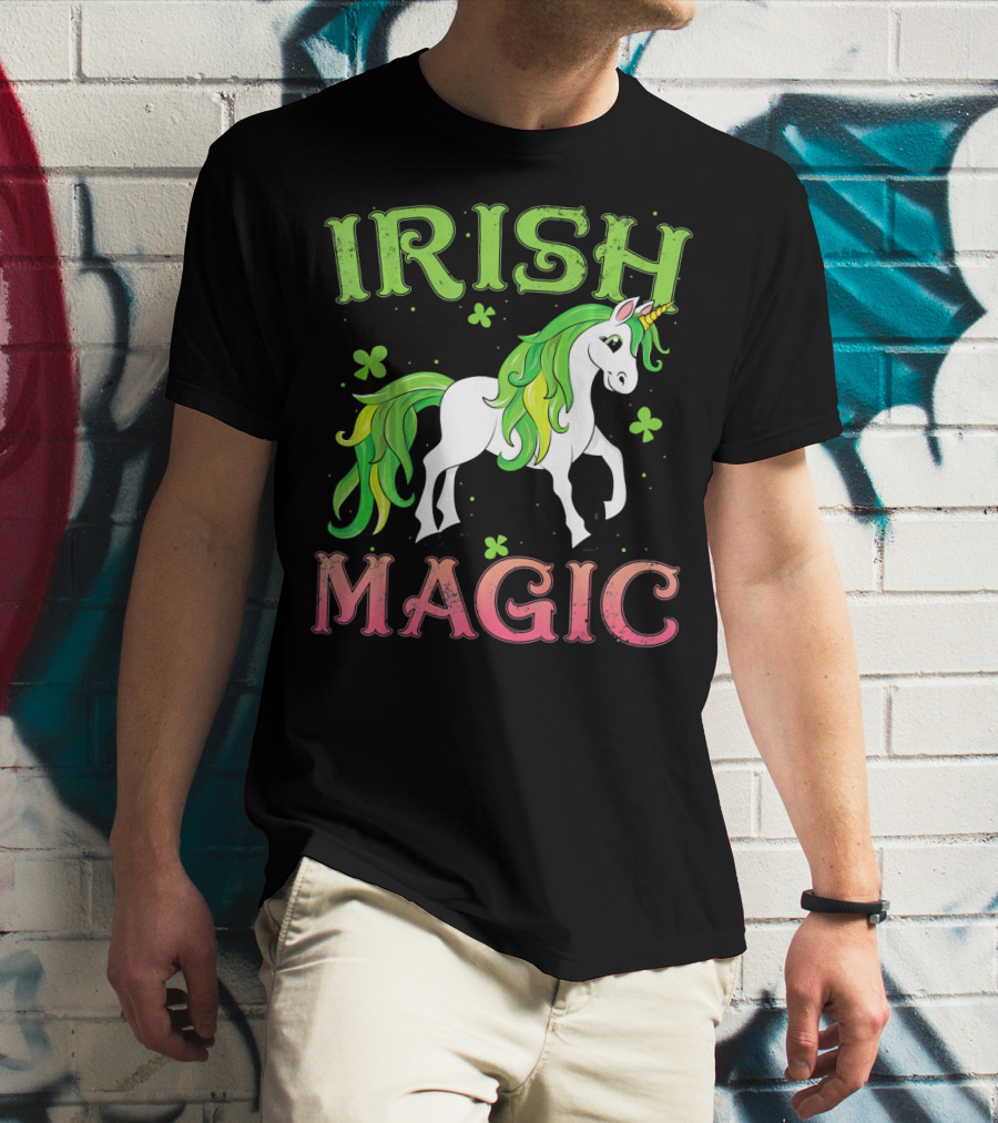 Irish Magic Unicorn Clover T-Shirt