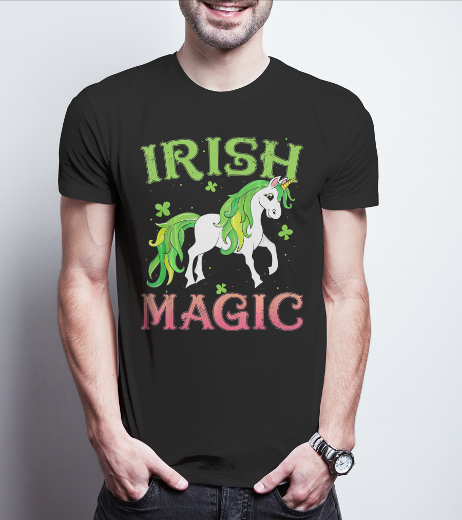 Irish Magic Unicorn Clover T-Shirt