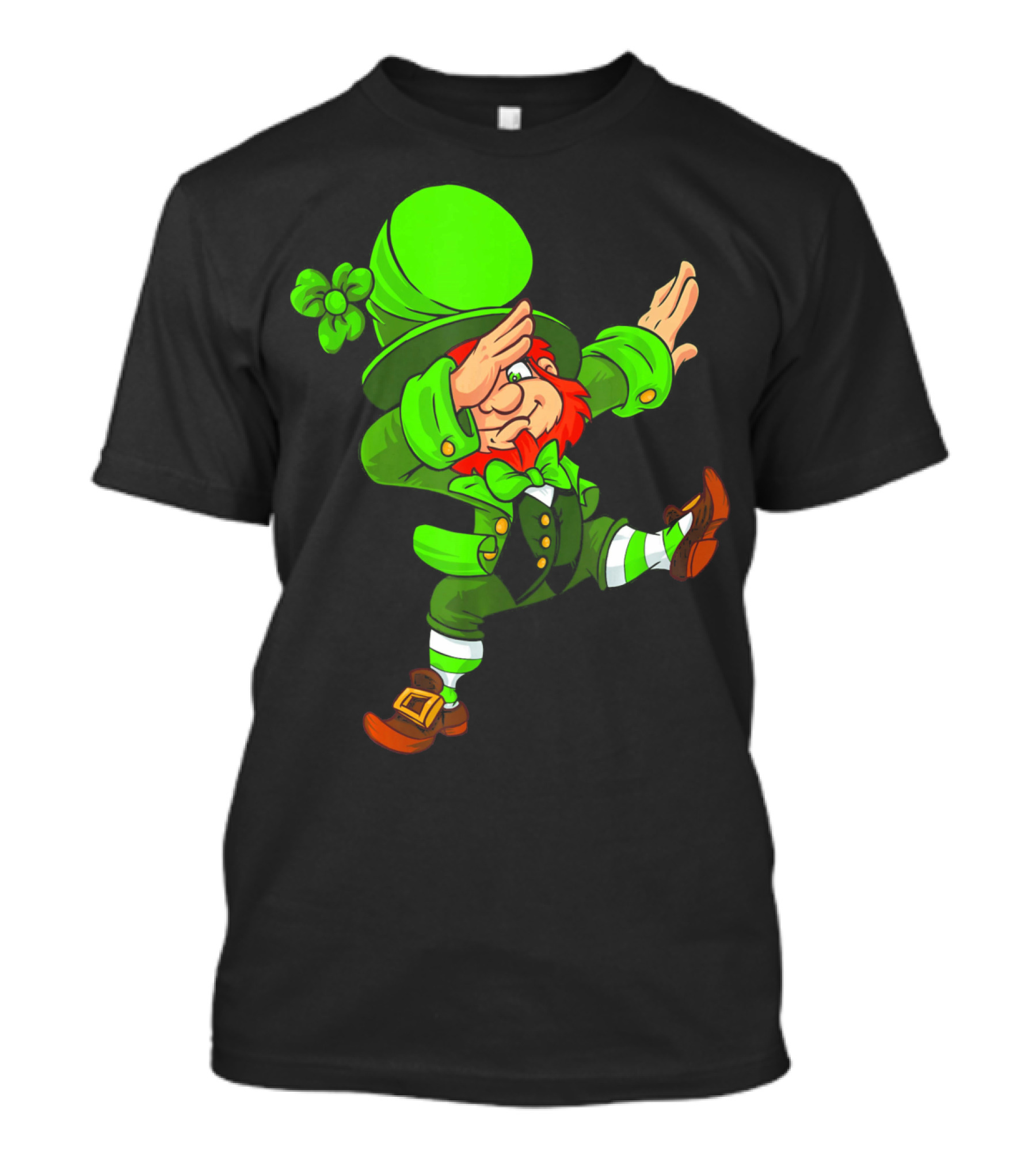 Funny Irish Dabbing Leprechaun With Green Hat And Shamrock T-Shirt