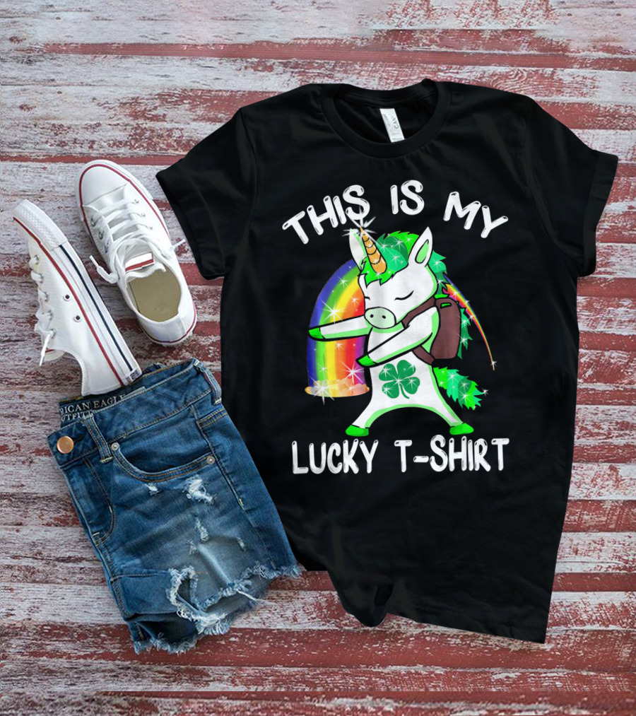 THIS IS MY LUCKY T-SHIRT LEPRICORN UNICORN RAINBOW CLOVER SPARKLE DAB T-Shirt