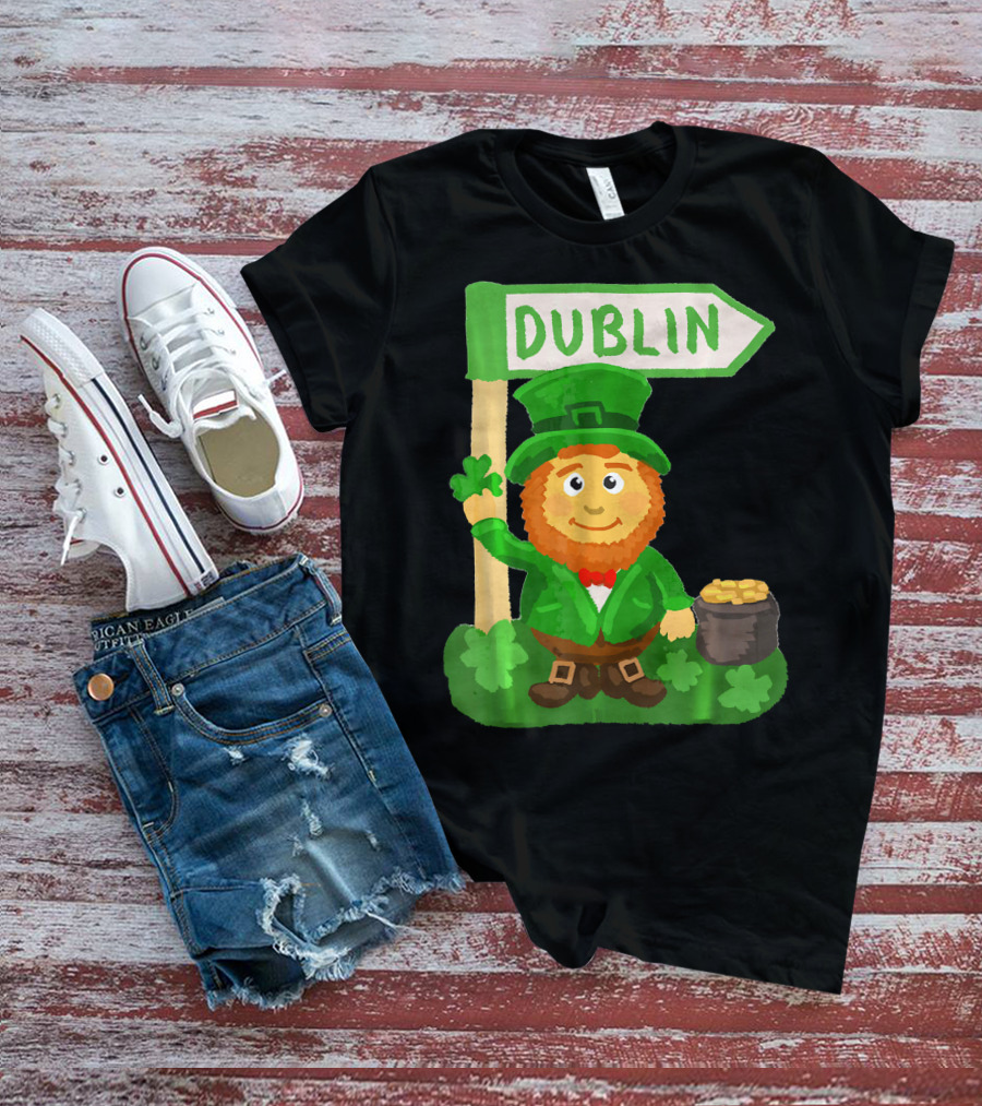 Dublin Leprechaun Shamrock Gold T-Shirt