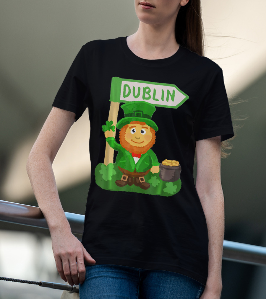 Dublin Leprechaun Shamrock Gold T-Shirt