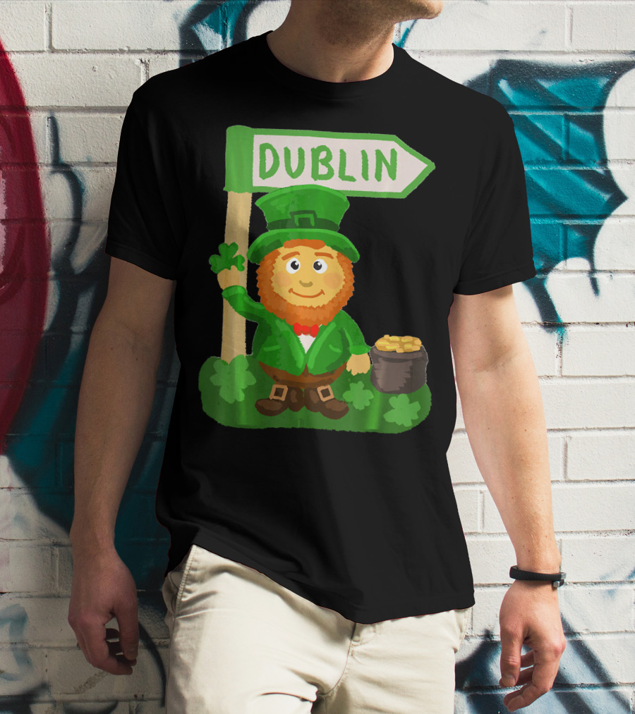 Dublin Leprechaun Shamrock Gold T-Shirt