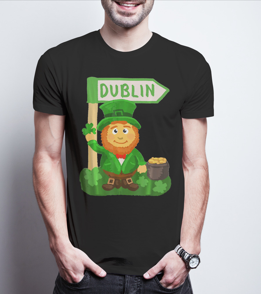 Dublin Leprechaun Shamrock Gold T-Shirt