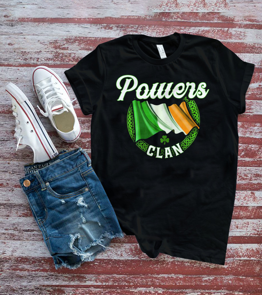 Powers Clan Irish Flag Celtic Knot Shamrock T-Shirt