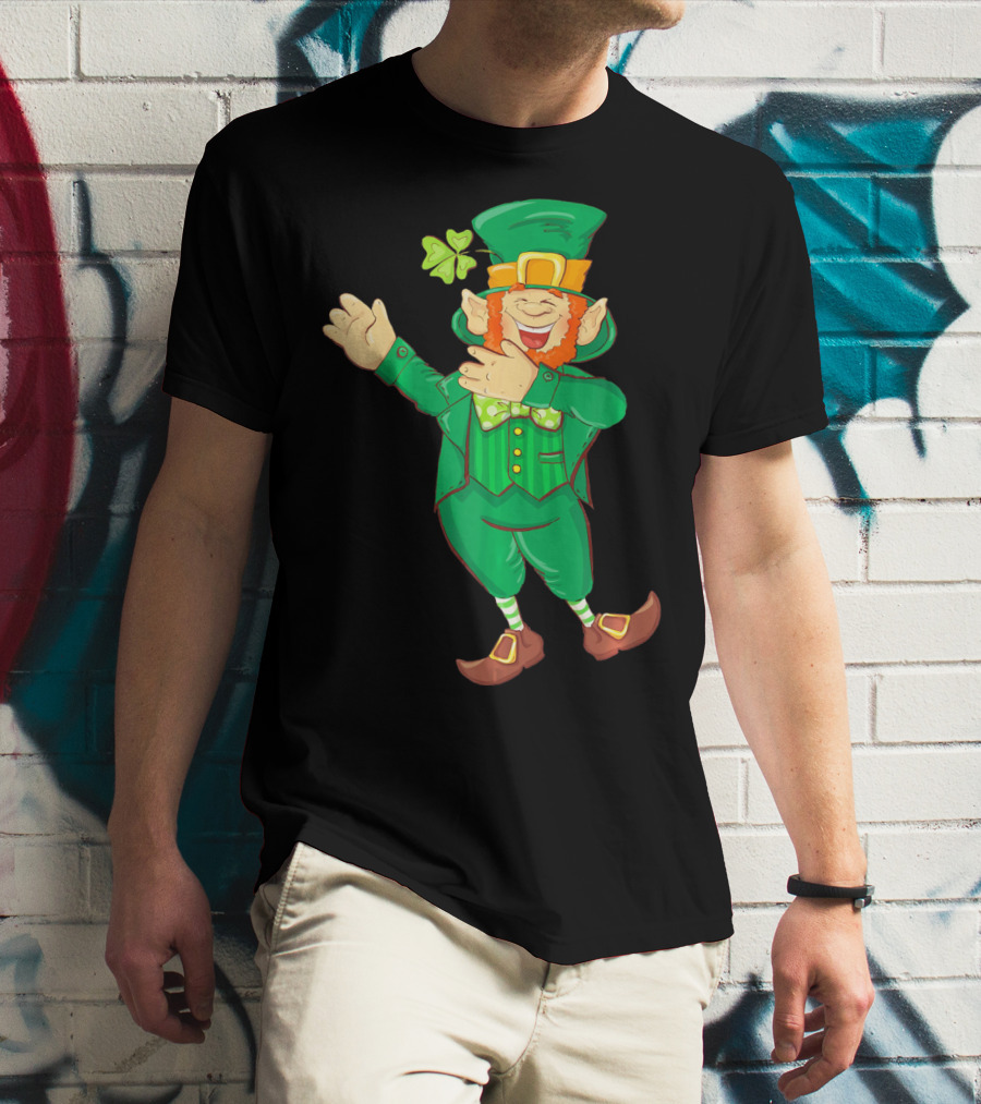 St Paddy Leprechaun Dabbing Dance Saint Clover Green T-Shirt