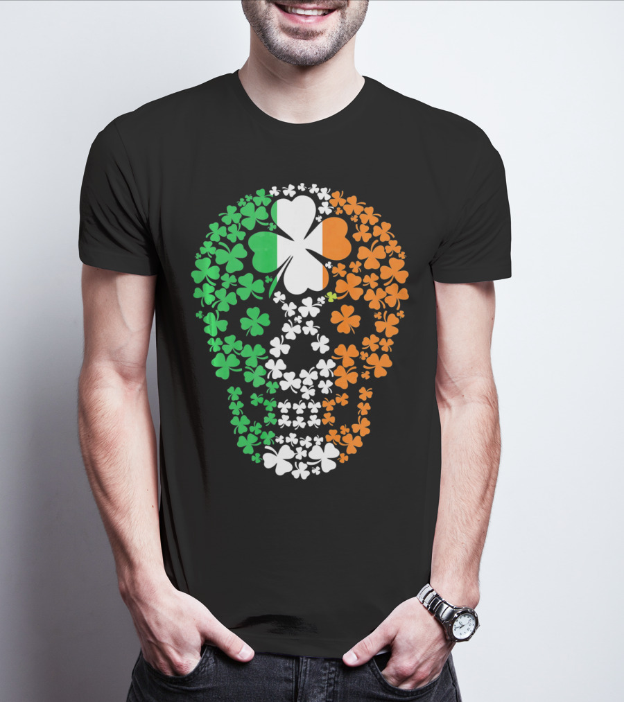 Vintage Shamrock Skull Ireland St Patrick's Day T-Shirt
