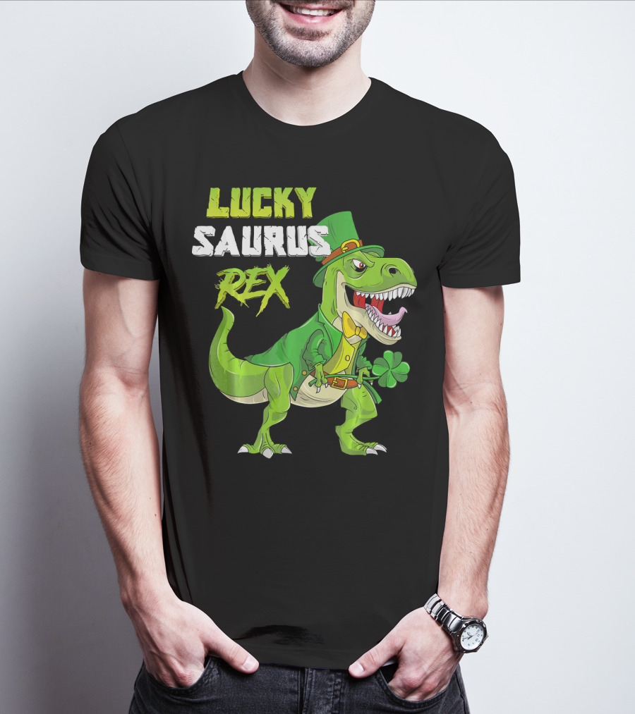 Lucky Saurus Rex St. Patrick's Day Kids T-Rex T-Shirt