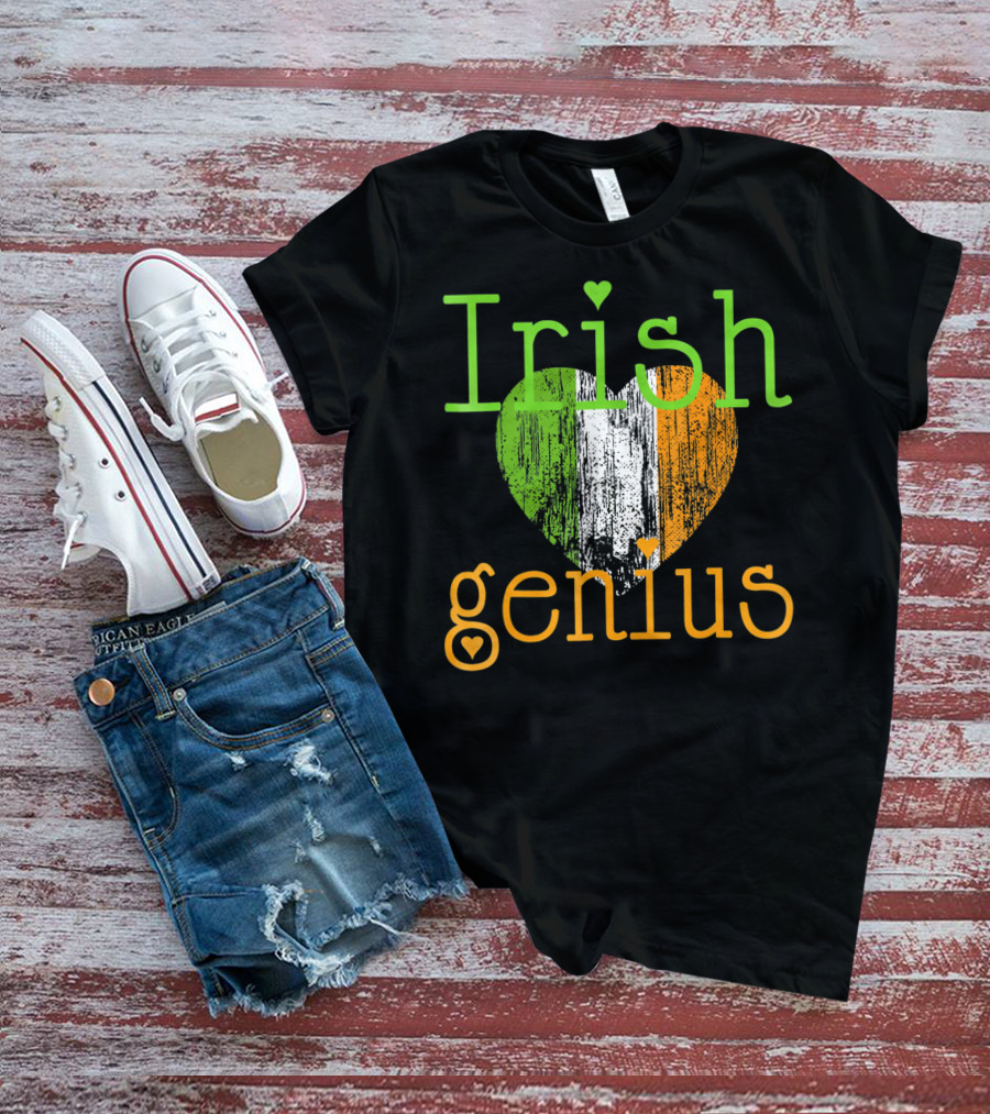 Irish Genius Heart With Irish Flag Colors T-Shirt