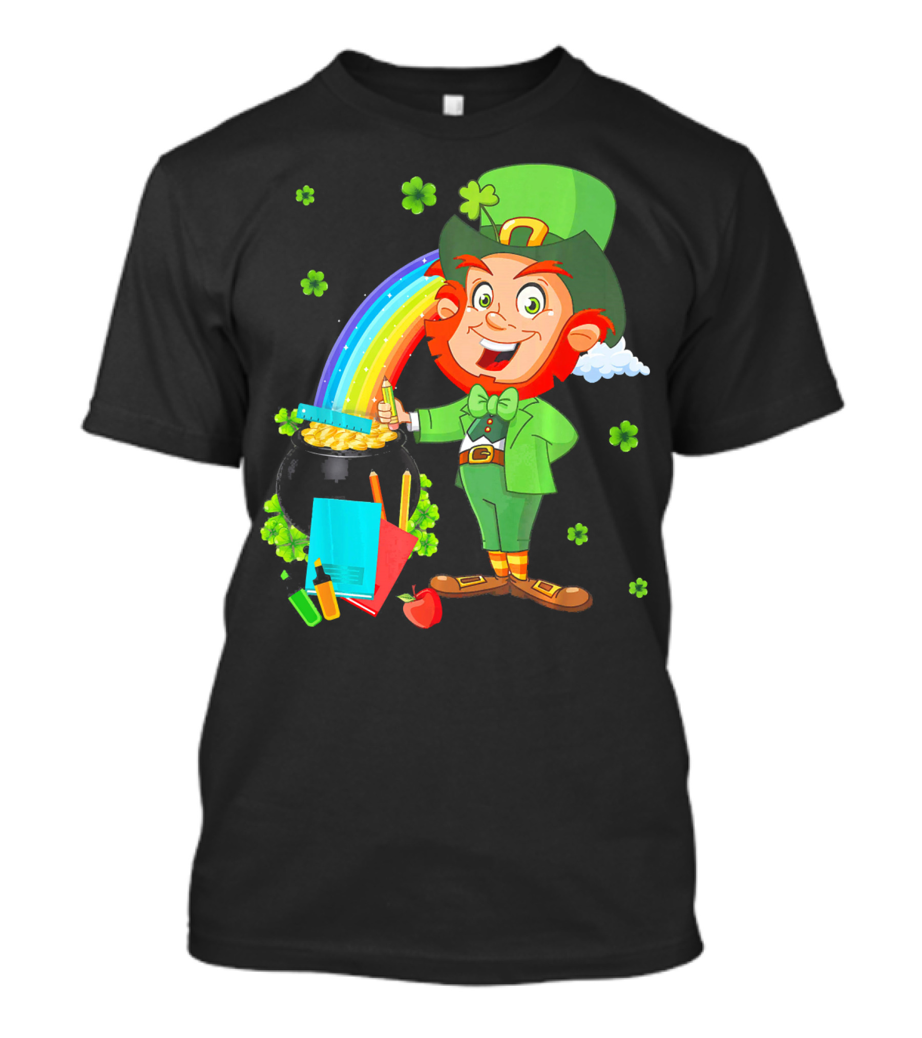 Leprechaun Teacher With Pot Of Gold And Rainbow T-Shirt
