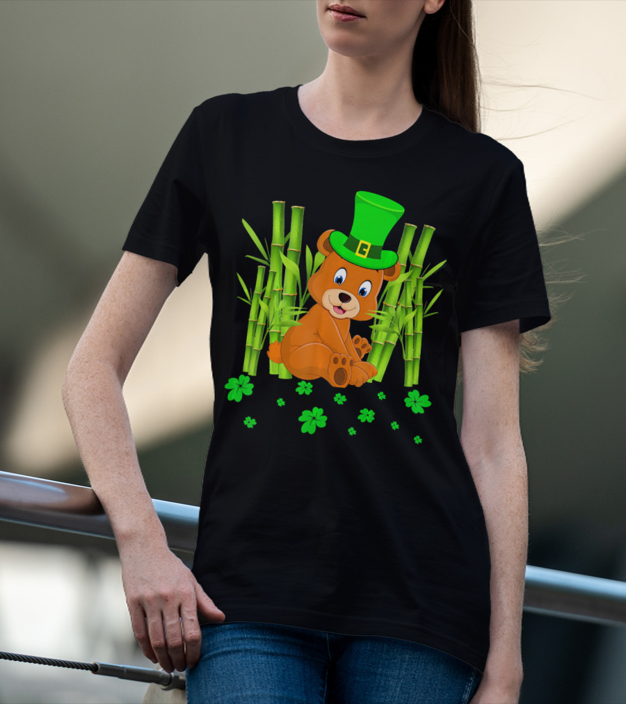 Leprechaun Bear Shamrock Bamboo St Patricks Day T-Shirt