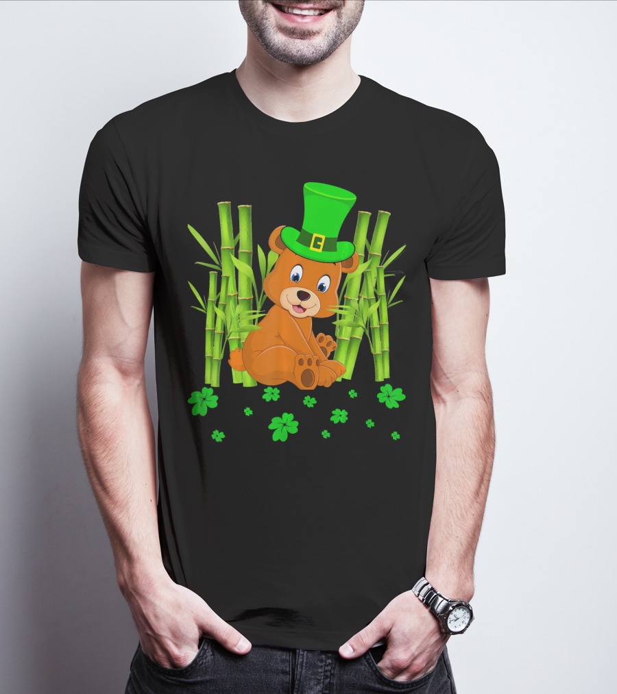 Leprechaun Bear Shamrock Bamboo St Patricks Day T-Shirt