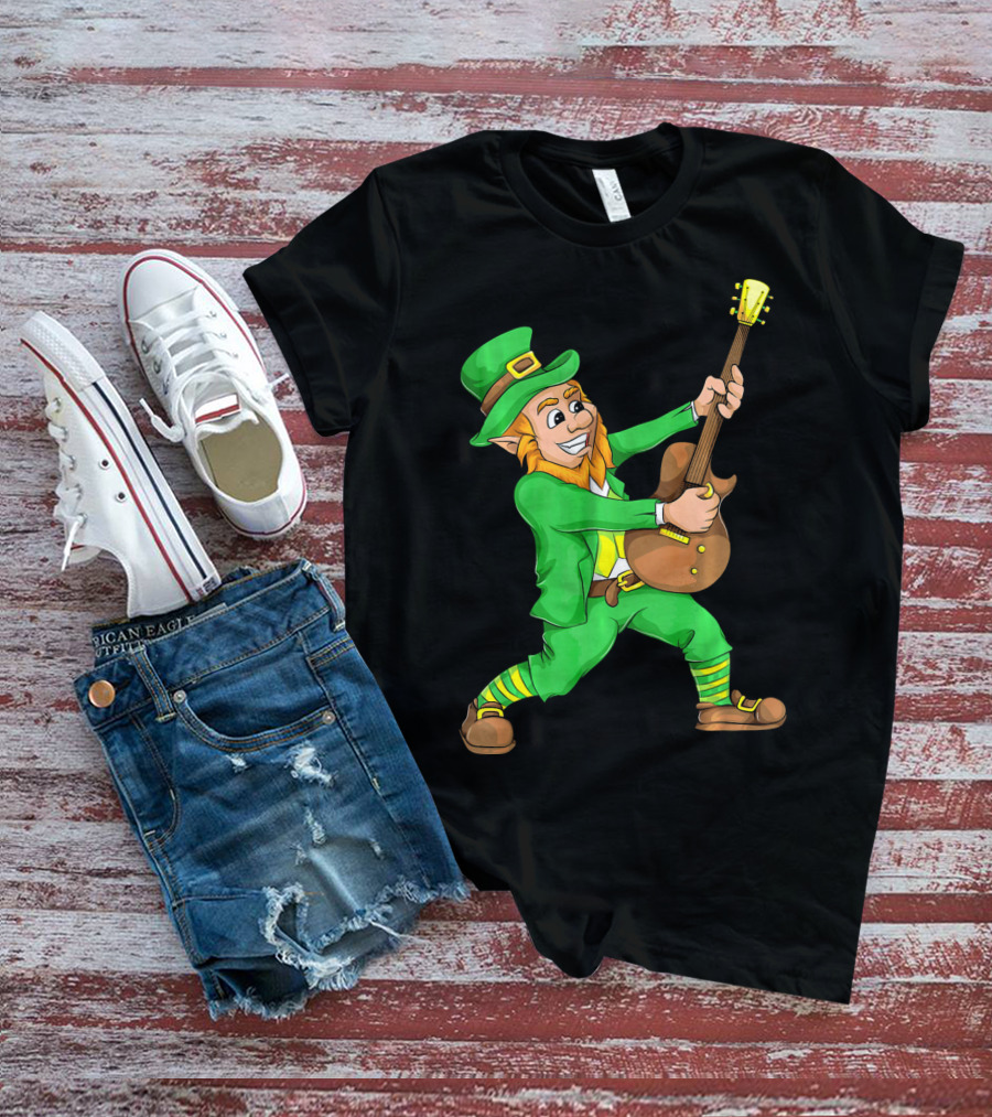 St. Patrick's Day Leprechaun Playing Guitar T-Shirt