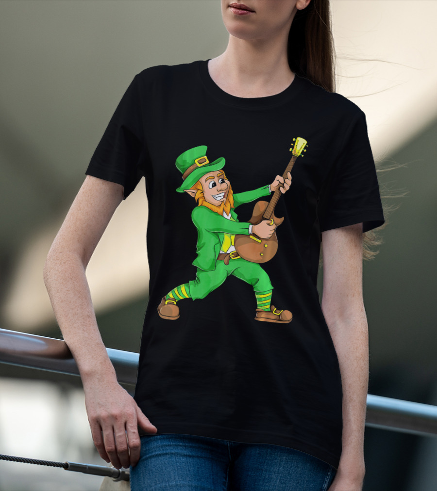 St. Patrick's Day Leprechaun Playing Guitar T-Shirt