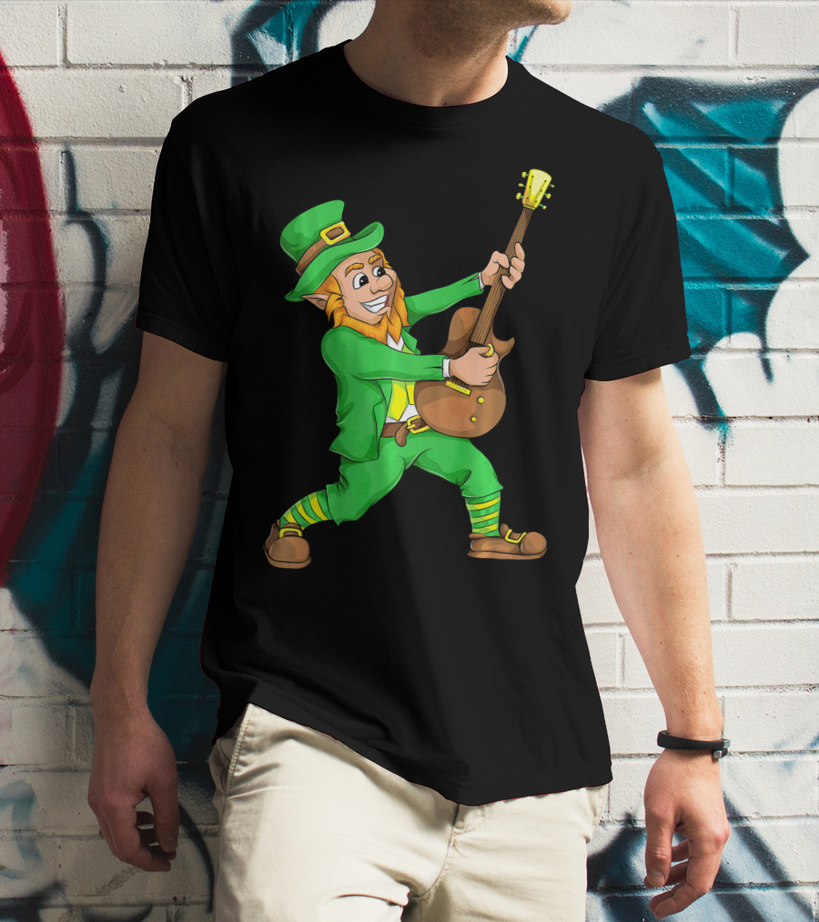 St. Patrick's Day Leprechaun Playing Guitar T-Shirt