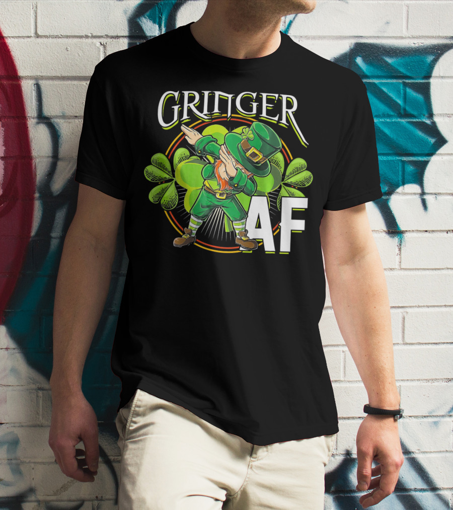 GRINGER AF Dabbing Leprechaun T-Shirt