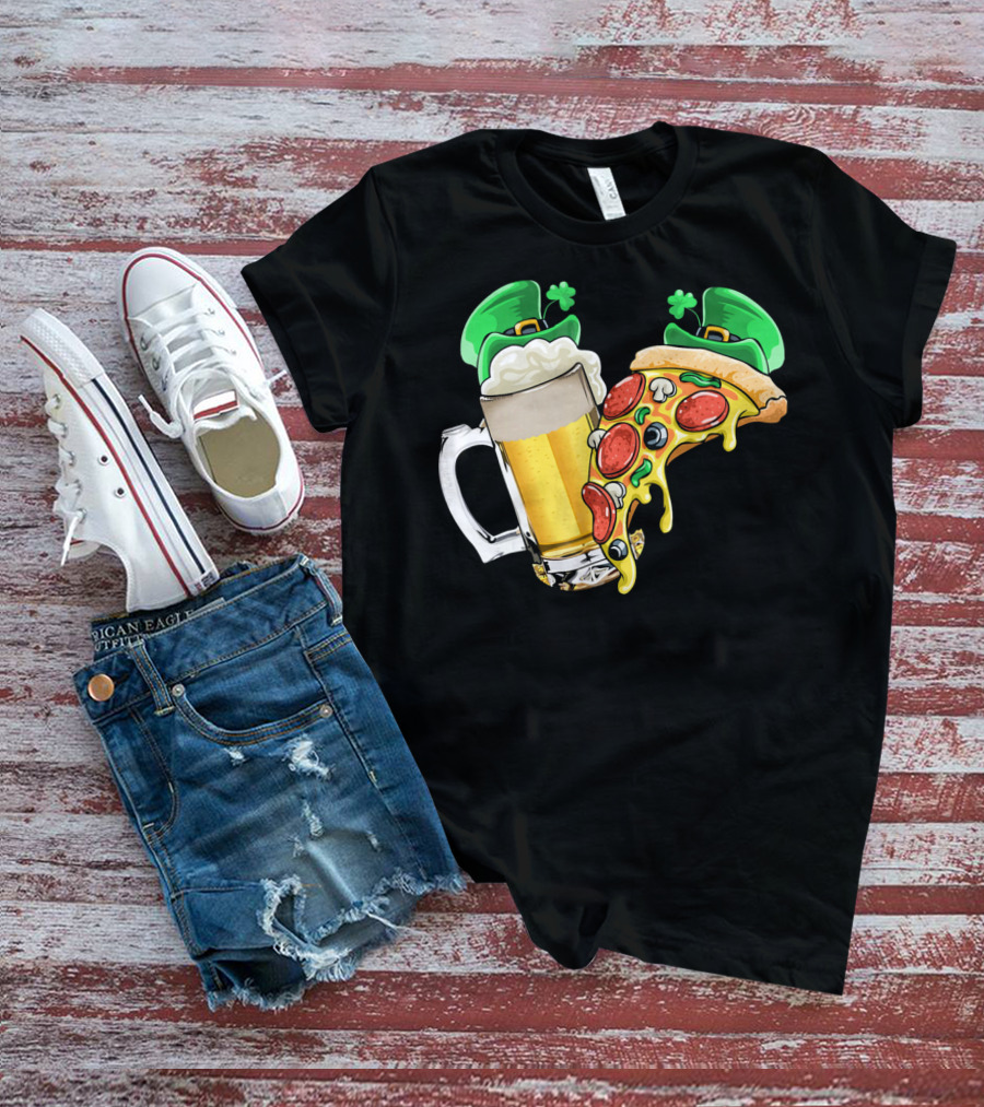 Beer Pizza Leprechaun Hat St. Patrick's Day T-Shirt