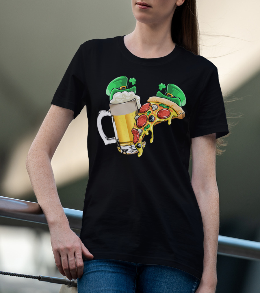 Beer Pizza Leprechaun Hat St. Patrick's Day T-Shirt