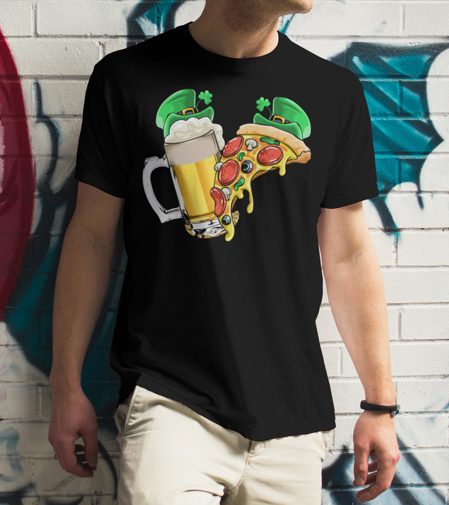 Beer Pizza Leprechaun Hat St. Patrick's Day T-Shirt