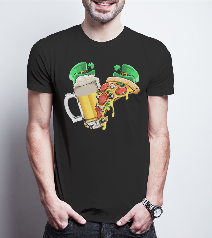 Beer Pizza Leprechaun Hat St. Patrick's Day T-Shirt